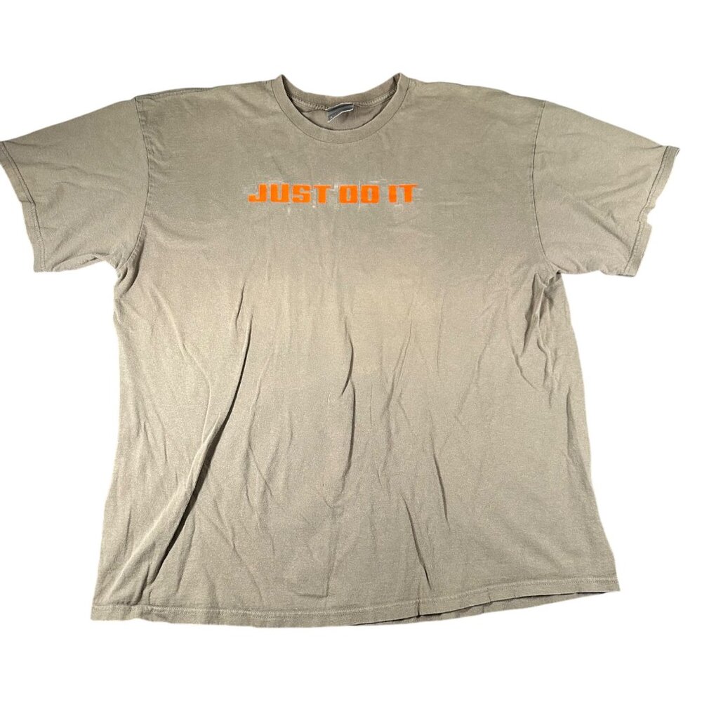 Vtg Nike Mens XXL Brown Tan‎ Short Sleeve Crew Neck Just Do It Tee Streetwear